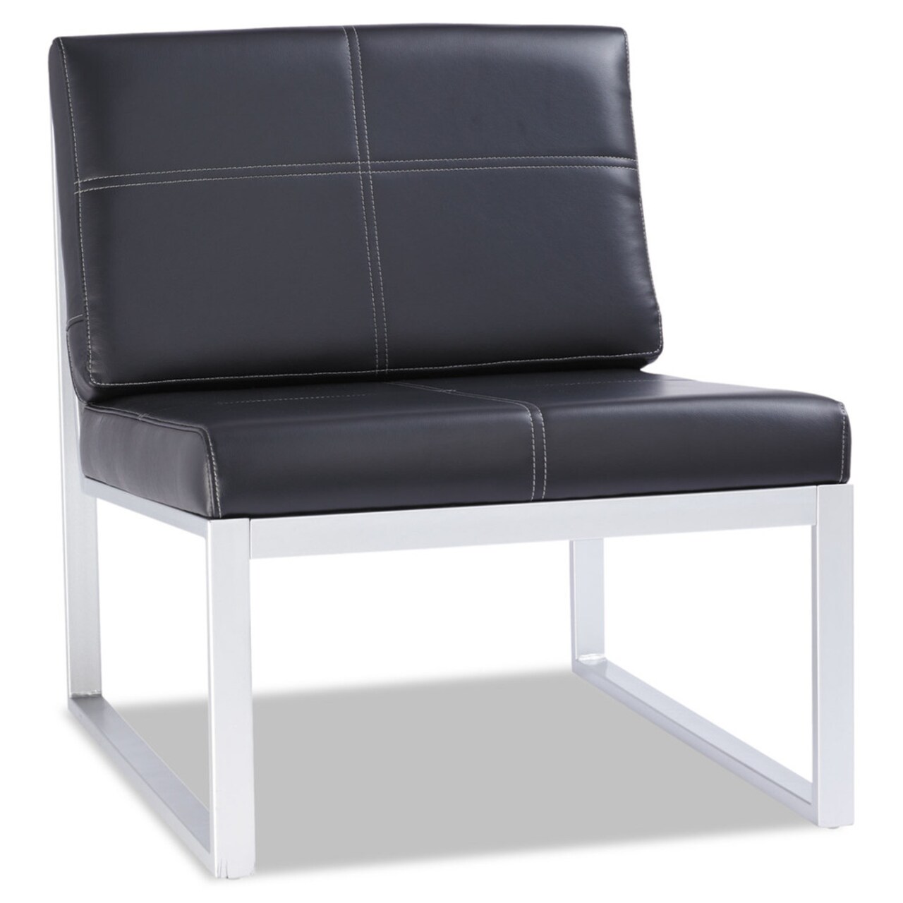 Alera Ispara Series 26.57 in. x 30.71 in. x 31.1 in. Armless Chair - Black Seat/Back, Silver Base
